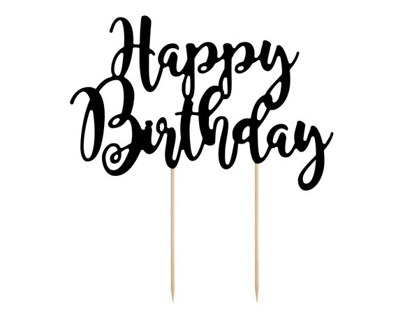 1 Cake Topper - Happy Birthday - Schwarz