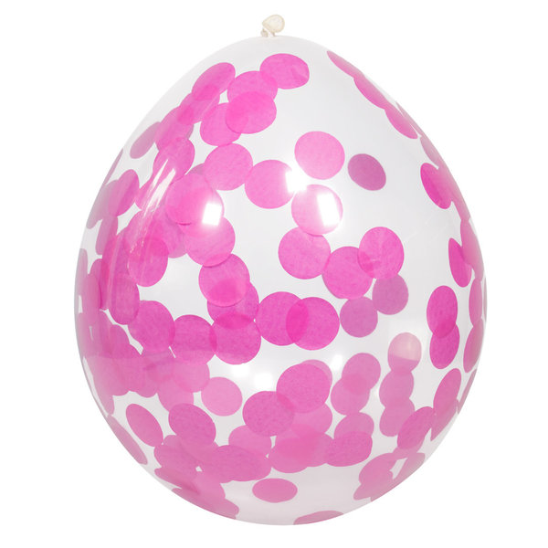 4 Konfetti-Ballons " rosa/pink",  30cm