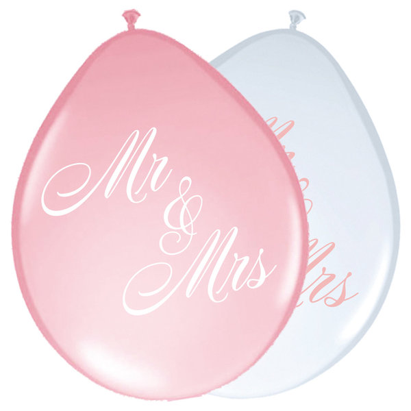 8 Luftballons Mr & Mrs  30cm
