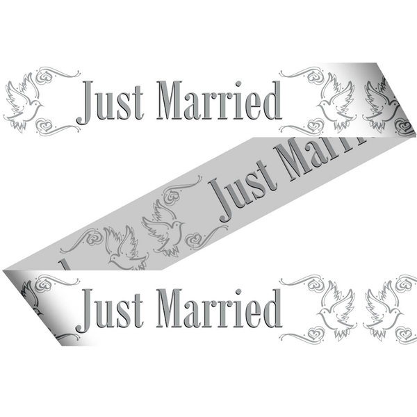 Absperrband "Just Married", weiß, 15m