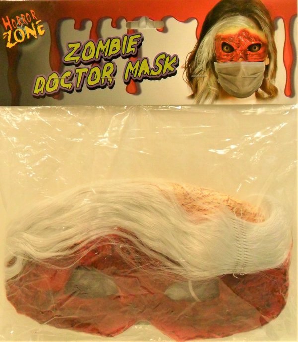 Zombie Arzt Maske mit Haaren und Mundschutz