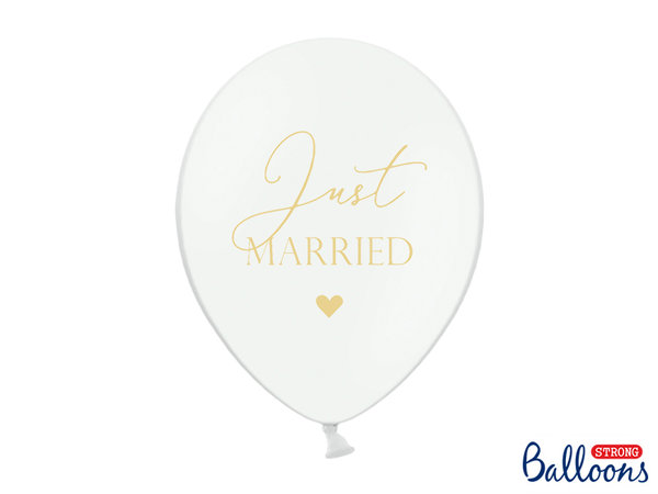 6 Motivballons - Just Married  30cm