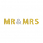 Glitzer Partykette  "Mr & Mrs", gold/silber