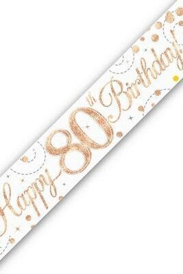 Party Deko Banner Happy 80th Birthday - Rosegold