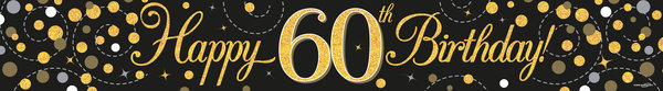 Party Deko Banner Happy 60th Birthday - Black & Gold