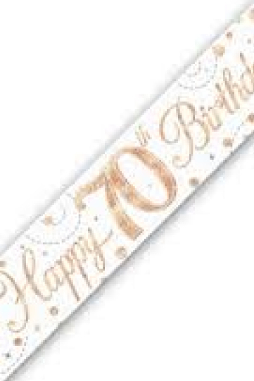 Party Deko Banner Happy 70th Birthday - Rosegold