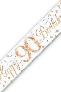 Party Deko Banner Happy 90th Birthday - Rosegold