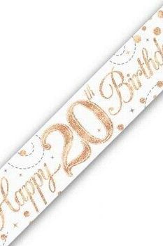 Party Deko Banner Happy 20th Birthday - Rosegold