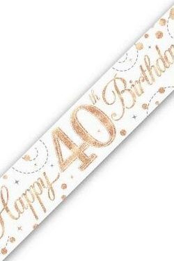 Party Deko Banner Happy 40th Birthday - Rosegold