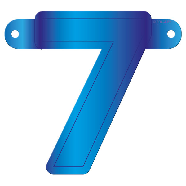 Banner-Girlande Ziffer / Zahl 7  Blau