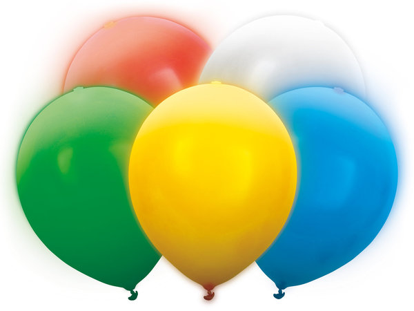 5 LED - Luftballons - Bunt - 30 cm