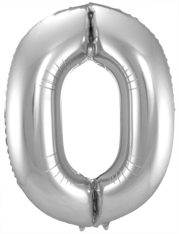 Folienballon Zahl - 0 - Silber 86 cm