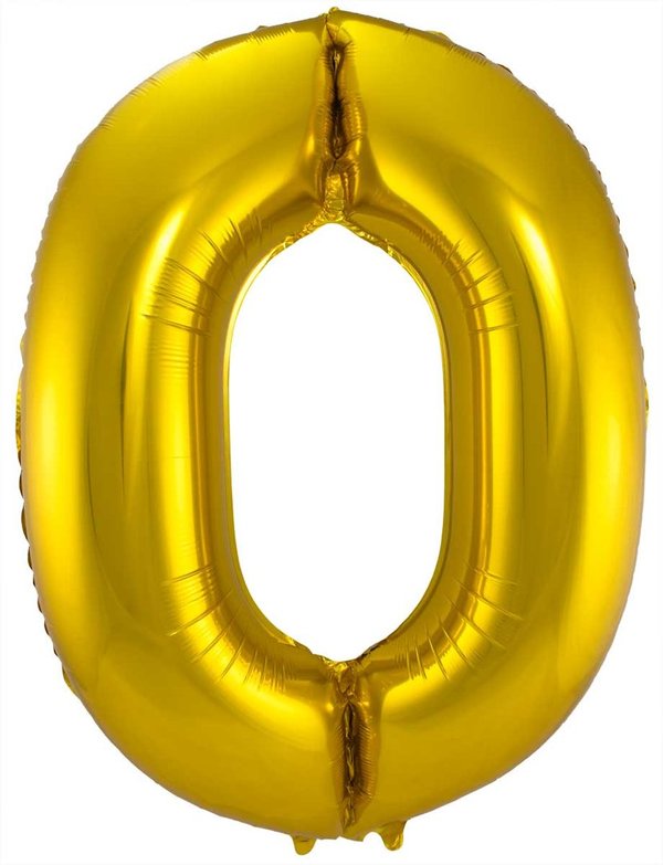 Folienballon Zahl - 0 - Gold 86 cm