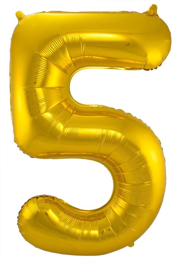 Folienballon Zahl - 5 - Gold 86 cm