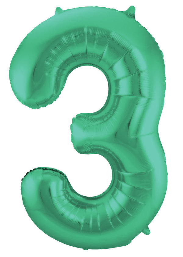 Folienballon Zahl - 3 - Grün 86 cm