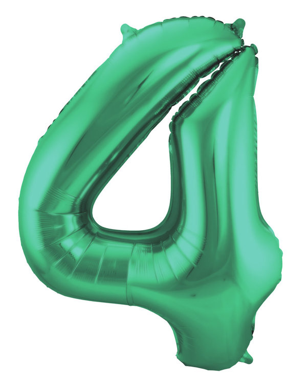Folienballon Zahl - 4 - Grün 86 cm