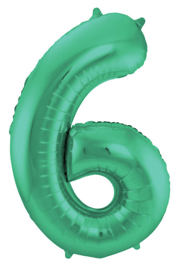 Folienballon Zahl - 6 - Grün 86 cm