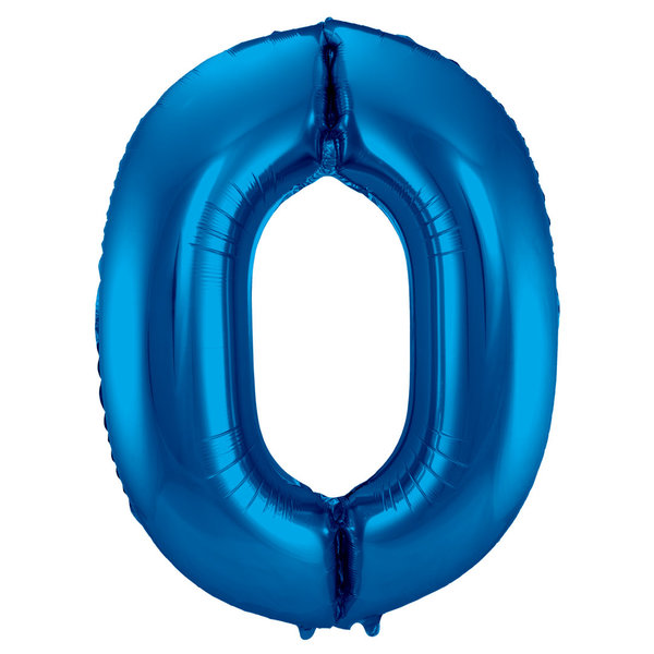 Folienballon Zahl - 0 - Blau 86 cm