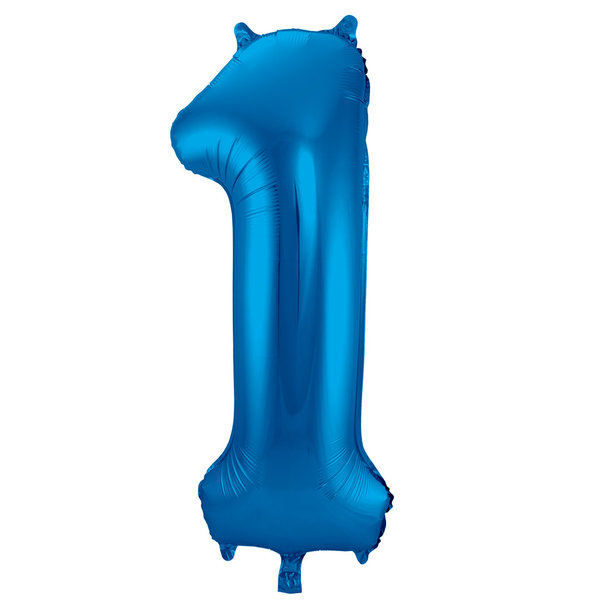 Folienballon Zahl - 1 - Blau 86 cm