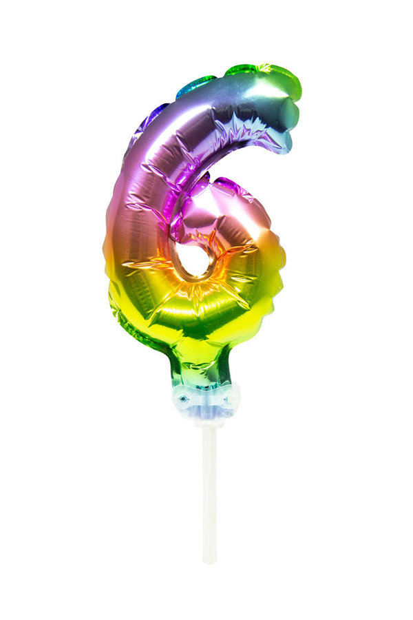 Folienballon Tortendeko Zahl - 6 - 13 cm