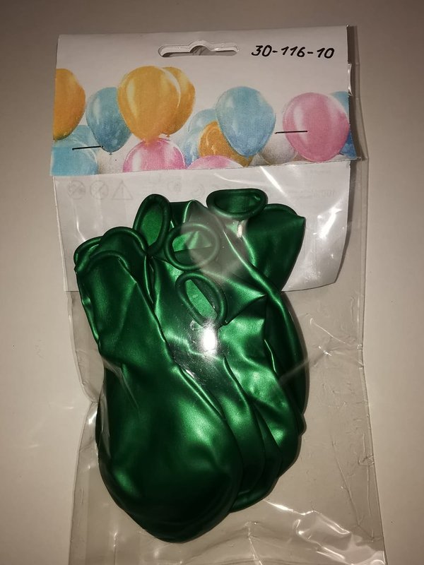 10 Luftballons Standard  Grün - Metallic
