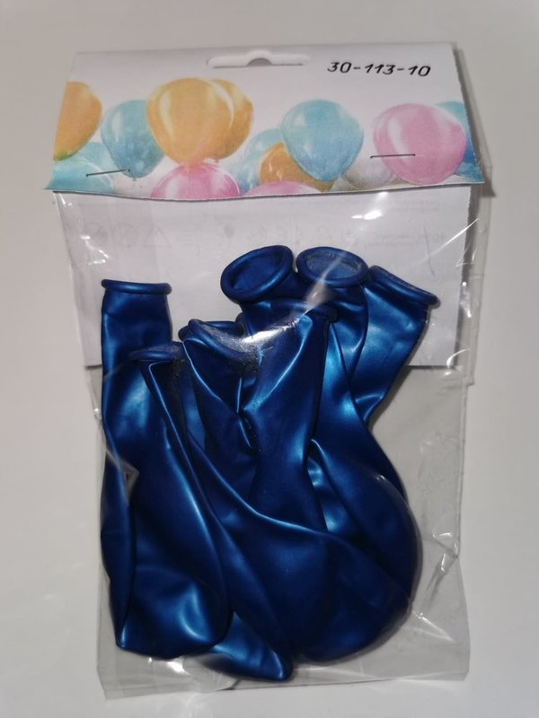 10 Luftballons Standard  Blau - Metallic