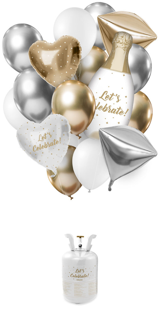Heliumflasche Ballongas 30 "Wedding" mit Ballons und Bändern