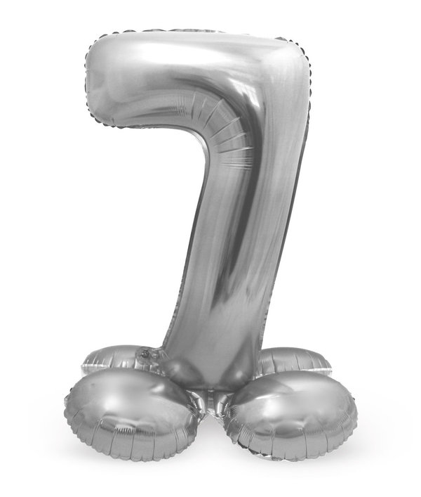 Airloonz - Stehender Folienballon - Zahl 7 - Silber - 72cm