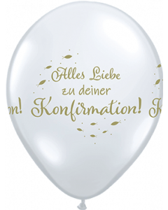 6 Motivballons - 27,5cm - Alles Liebe zu deiner Konfirmation  - Diamond Clear