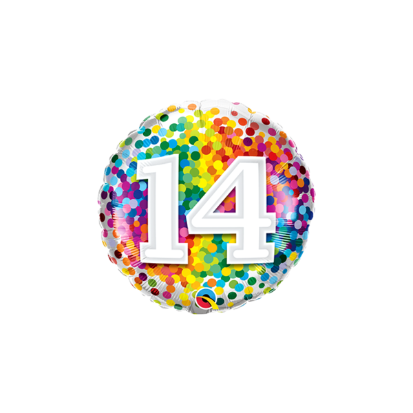 14 Rainbow Confetti Folienballon - 45cm