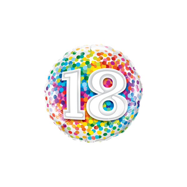18 Rainbow Confetti Folienballon - 45cm