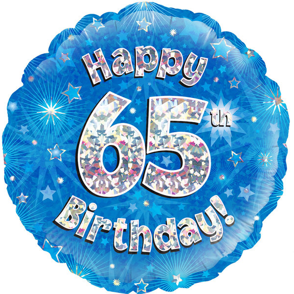 Oaktree Happy 65th Birthday Blue Holographic