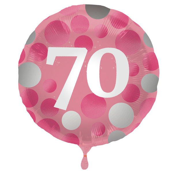 Folienballon Glossy Pink 70 Jahre - 45cm