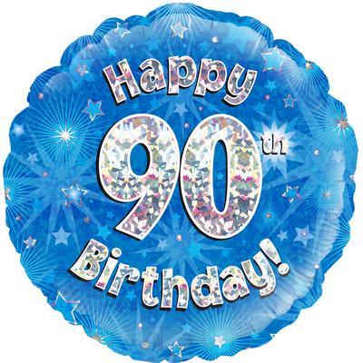 Oaktree Happy 90th Birthday Blue Holographic