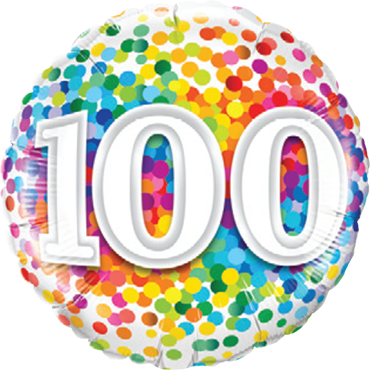 100 Rainbow Confetti Folienballon - 45cm