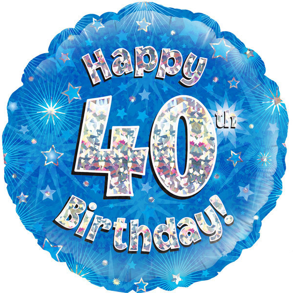 Oaktree Happy 40th Birthday Blue Holographic