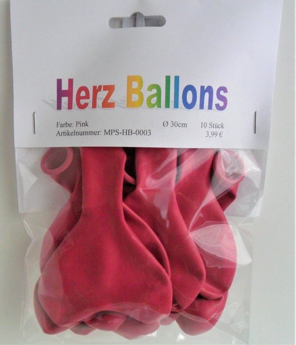 10 Herz Luftballons  Pink