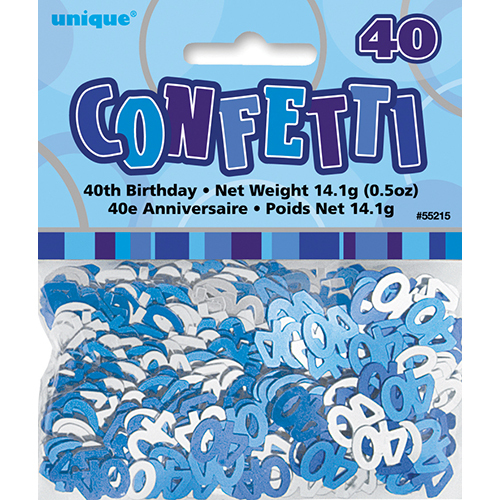 Metallic Konfetti Blue - Zahl 40