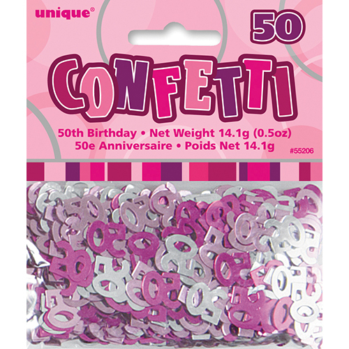 Metallic Konfetti Pink - Zahl 50