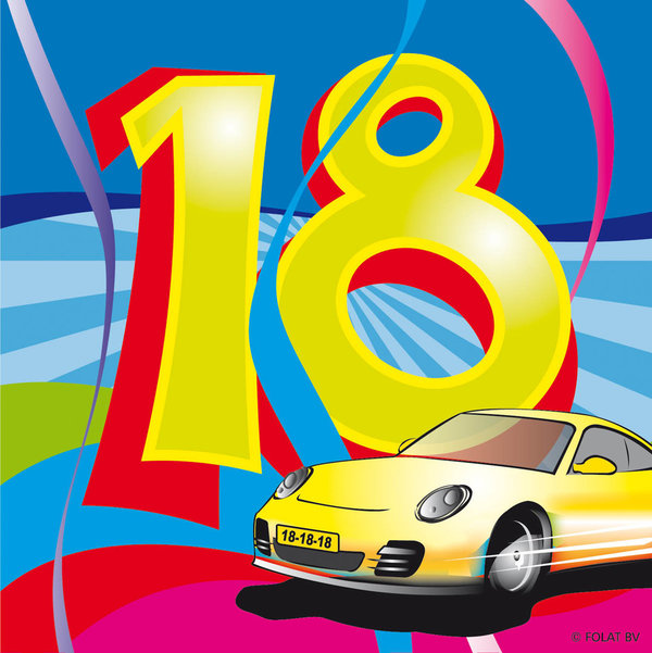 18. Geburtstag Servietten Swirls - 25 x 25 cm - 20 Stück