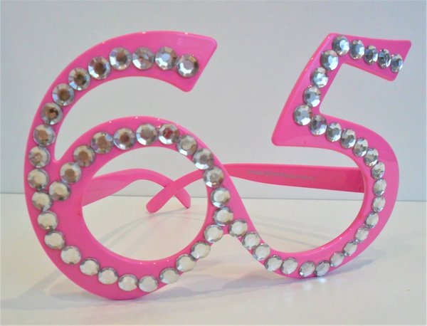 65. Geburtstag "Spaß-Brille mit Diamanten - rosa