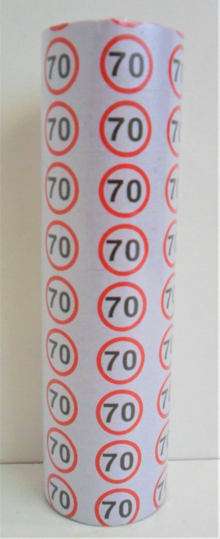 1 Rolle Luftschlangen - Zahl 70 - Verkehrszeichen
