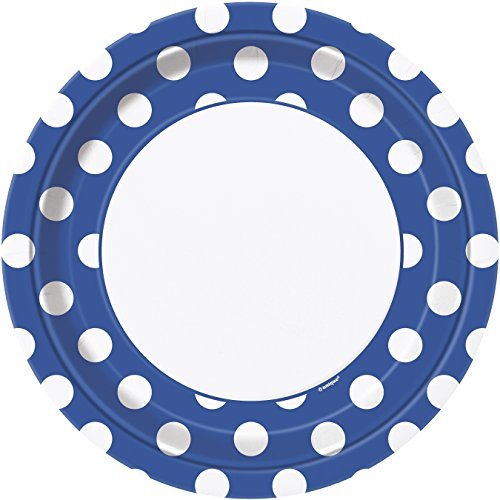 8 Pappteller Dots Blau - 23 cm