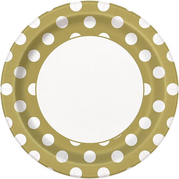 8 Pappteller Dots Gold - 23 cm