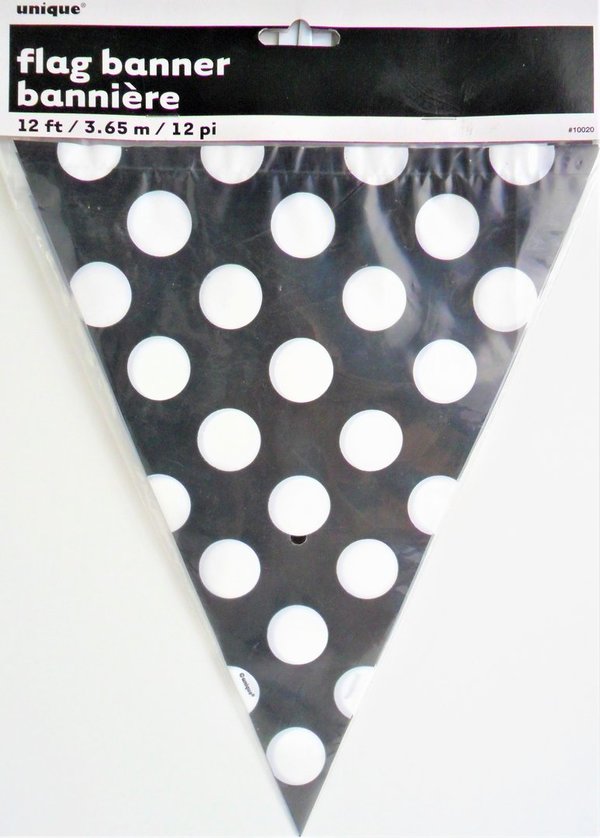 Wimpelkette Dots schwarz  3,65m