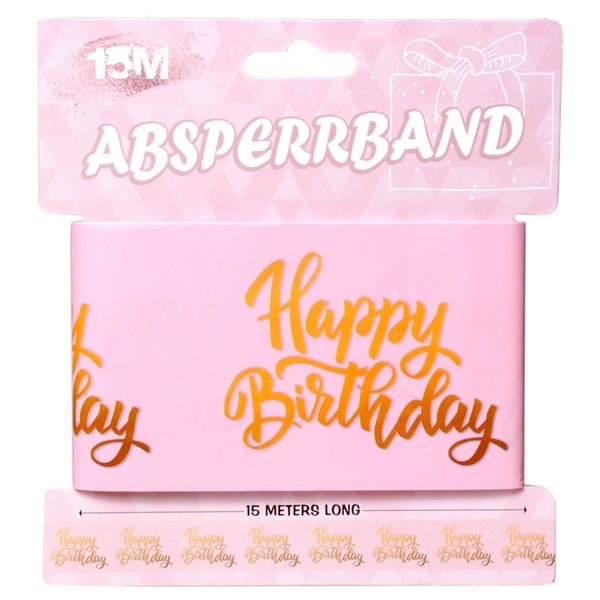 Absperrband "Happy Birthday" , rosegold