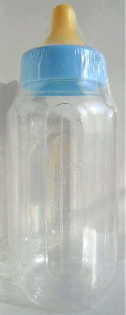Baby Nuckelflasche - Sparbüchse hellblau  27cm