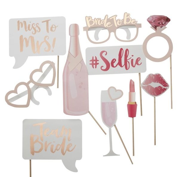 Hen Party Photo Booth Props - Team Bride - rosegold