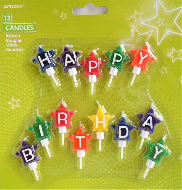 Mini-Kerzen "Happy Birthday" 4 cm