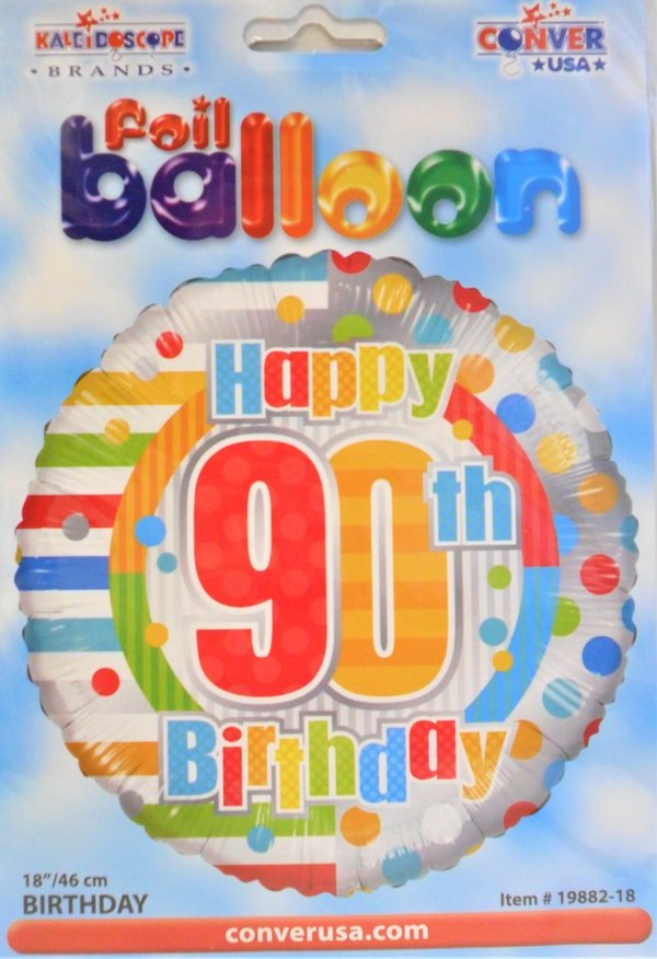 1 Folienballon Ø 46cm - Happy 90th Birthday